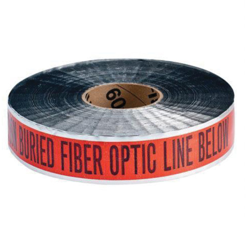 "Fiber Optic Line" Identoline&reg; Underground Warning Tape, 2" W x 1000' L, Black on Orange - Brady 91606