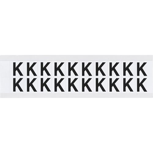 Individual Number and Letter Labels, K, 5/8" H, Black on White - Brady 9712-K