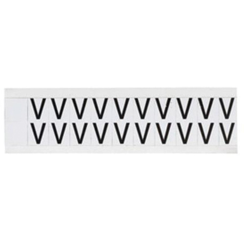 &eacute;tiquette de lettres & chiffres individuels, V, 5/8" h, Noir sur blanc - Brady 9712-V