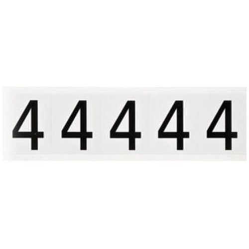 &eacute;tiquettes de lettres et chiffres individuels, 4, 2" h, Noir sur blanc - Brady 9714-4