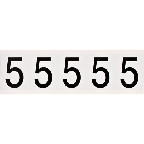 Individual Number and Letter Labels, 5, 2" H, Black on White - Brady 9714-5