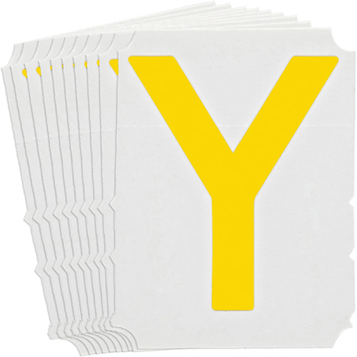 &eacute;tiquettes de lettres & chiffres gothiques individuels Quick-Align, Y, 4" h, Jaune - Brady 5150P-Y