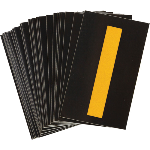 Reflective Individual Number and Letter Labels, I, 1-1/2" H, Yellow on Black - Brady 5890-I