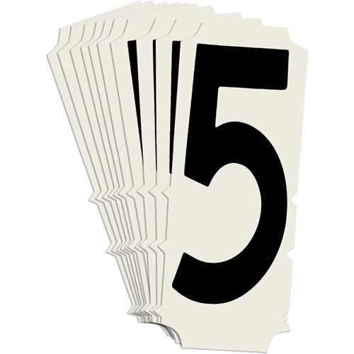Condensed Quick-Align&reg; Individual Gothic Number and Letter Labels, 5, 2" H, Black - Brady 6450P-5