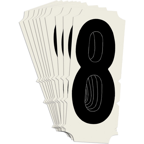 &eacute;tiquettes de lettres et chiffres gothiques individuels condens&eacute;s Quick-Align, 8, 2" h, Noir - Brady 6450P-8