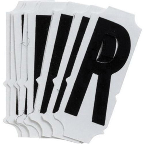 &eacute;tiquettes de lettres & chiffres gothiques individuels condens&eacute;s Quick-Align, R, 2" h, Noir - Brady 6450P-R