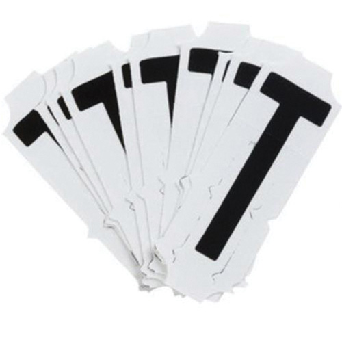 Condensed Quick-Align&reg; Individual Gothic Number & Letter Labels, T, 2" H, Black - Brady 6450P-T