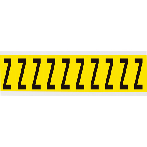 Repositionable Individual Number & Letter Labels, Z, 2" H, Black on Yellow - Brady 3440-Z
