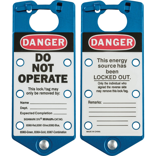 Labeled Lockout Hasps, Blue - Brady 22075-B