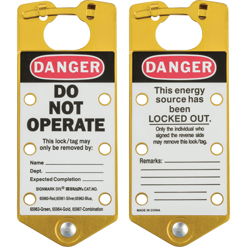 Labeled Lockout Hasps, Yellow - Brady 65964