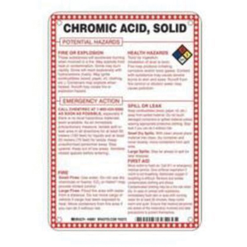 "Chromic Acid, Solid Chromium Anhydride Potential Hazards" Sign, 10" x 7", Fiberglass, English with Pictogram - Brady 48861