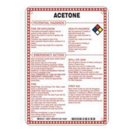 Enseigne Isopropyl Acetate Potential Hazards, 10" x 7", Fibre de verre, Anglais avec pictogramme - Brady 48876