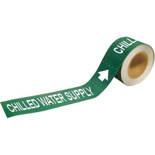 Marqueur de tuyau Chilled Water Supply, Autocollant, 1" h x 8" la, Blanc/vert - Brady 20409