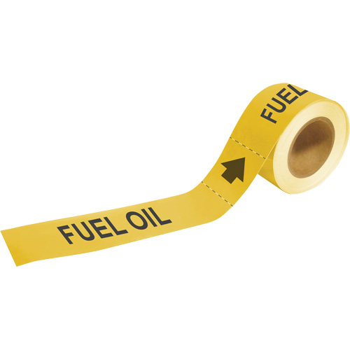 "Fuel Oil" Pipe Markers, Self-Adhesive, 1" H x 8" W, Black on Yellow - Brady 20431
