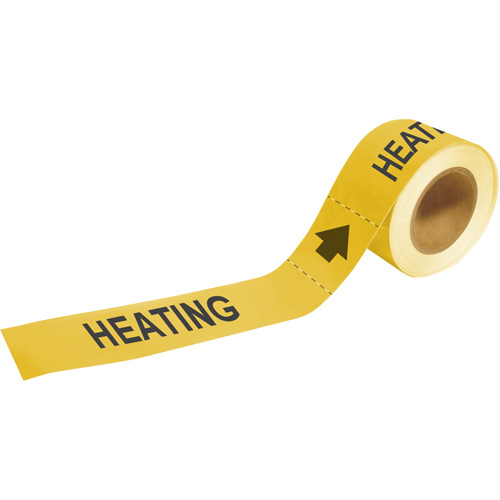 Marqueurs de tuyau Heating, Autocollant, 2" h x 12" la, Noir sur jaune - Brady 73895