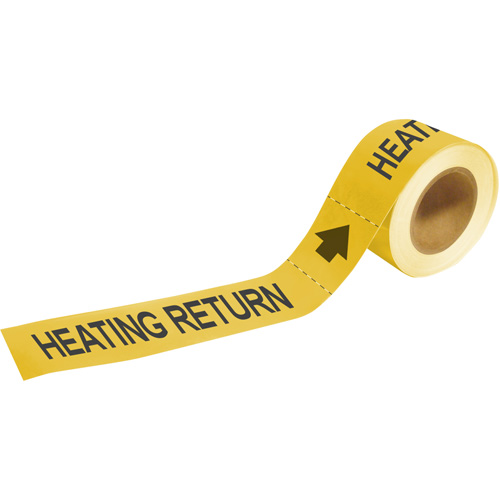 "Heating Return" Pipe Markers, Self-Adhesive, 1" H x 8" W, Black on Yellow - Brady 20435
