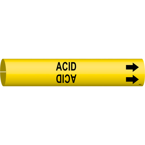 Marqueur de tuyau Acid, &agrave; pression, 2-13/16" h x 2-13/16" la, Noir sur jaune - Brady 4000-D