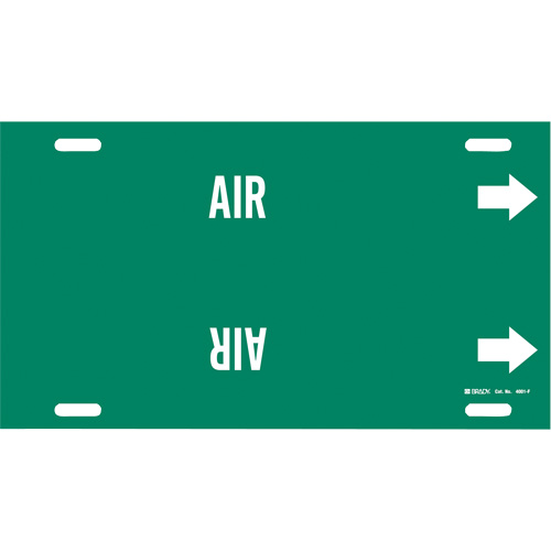 "Air" Pipe Marker, Strap-On, 8" H x 16" W, White on Green - Brady 4001-F