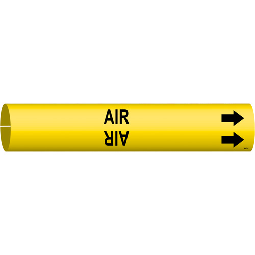"Air" Pipe Marker, Snap-On, 2" H x 2" W, Black on Yellow - Brady 4003-C