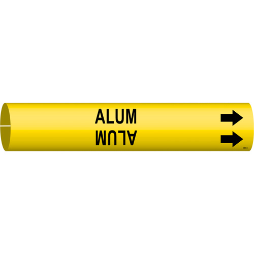 Marqueur de tuyau Alum, &agrave; pression, 2" h x 2" la, Noir sur jaune - Brady 4004-C