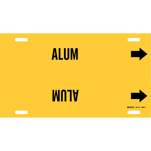 Marqueur de tuyau Alum, &agrave; attacher, 8" h x 16" la, Noir sur jaune - Brady 4004-F