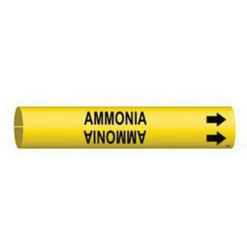 Marqueur de tuyau Ammonia, &agrave; pression, 2" h x 2" la, Noir sur jaune - Brady 4005-C