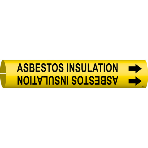 "Asbestos Insulation" Pipe Marker, Snap-On, 2-13/16" H x 2-13/16" W, Black on Yellow - Brady 4009-D