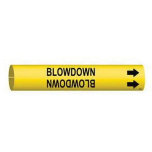 "Blowdown" Pipe Marker, Snap-On, 13/16" H x 13/16" W, Black on Yellow - Brady 4014-A