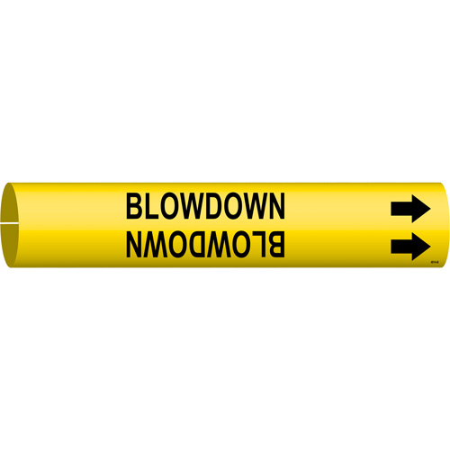 "Blowdown" Pipe Marker, Snap-On, 7/8" H x 7/8" W, Black on Yellow - Brady 4014-B
