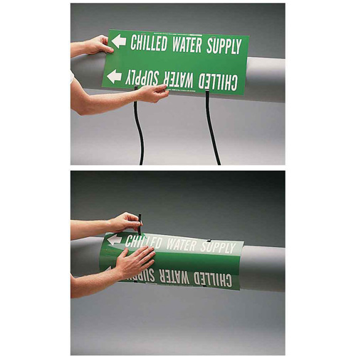 "Oxygen" Pipe Marker, Strap-On, 10" H x 24" W, White on Green - Brady 4106-G
