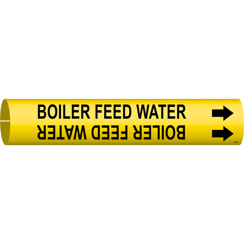 "Boiler Feed Water" Pipe Marker, Snap-On, 7/8" H x 7/8" W, Black on Yellow - Brady 4017-B