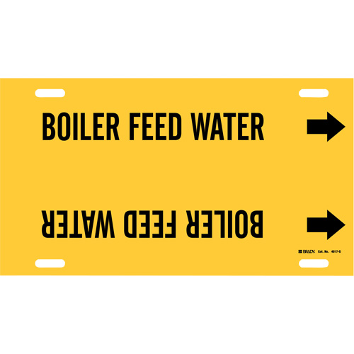 "Boiler Feed Water" Pipe Marker, Strap-On, 10" H x 24" W, Black on Yellow - Brady 4017-G