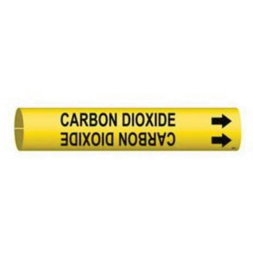 Marqueur de tuyau Carbon Dioxide, &agrave; pression, 2-13/16" h x 2-13/16" la, Noir sur jaune - Brady 4019-D
