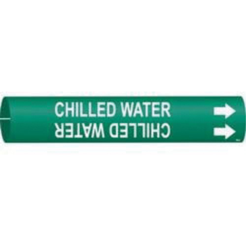 Marqueur de tuyau Chilled Water, &agrave; pression, 13/16" h x 13/16" la, Blanc/vert - Brady 4022-A
