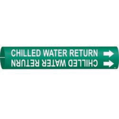 Marqueur de tuyau Chilled Water Return, &agrave; pression, 13/16" h x 13/16" la, Blanc/vert - Brady 4023-A