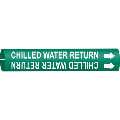 "Chilled Water Return" Pipe Marker, Snap-On, 2-13/16" H x 2-13/16" W, White on Green - Brady 4023-D