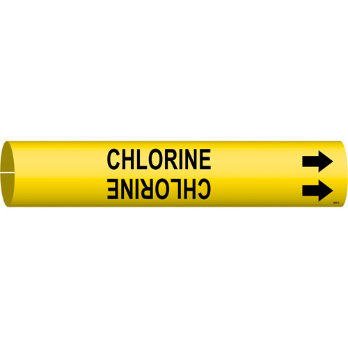 "Chlorine" Pipe Marker, Snap-On, 2" H x 2" W, Black on Yellow - Brady 4025-C