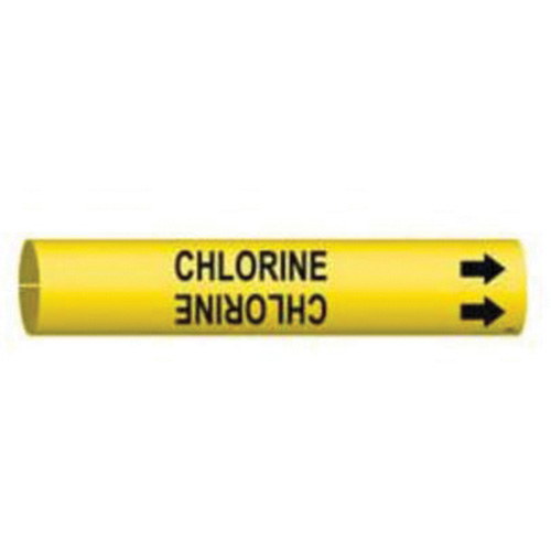 "Chlorine" Pipe Marker, Snap-On, 2-13/16" H x 2-13/16" W, Black on Yellow - Brady 4025-D