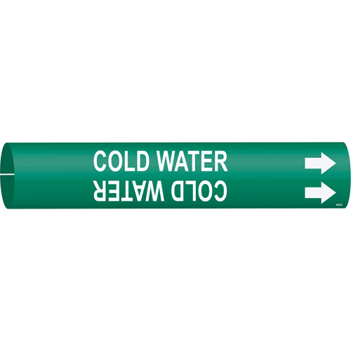 Marqueur de tuyau Cold Water, &agrave; pression, 7/8" h x 7/8" la, Blanc/vert - Brady 4029-B