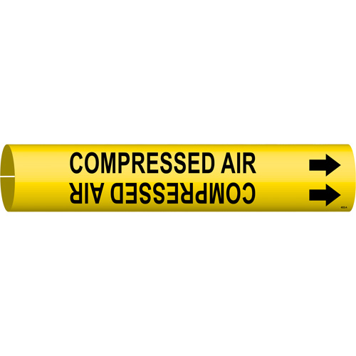 "Compressed Air" Pipe Marker, Snap-On, 13/16" H x 13/16" W, Black on Yellow - Brady 4032-A