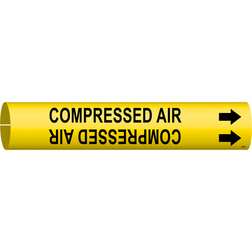"Compressed Air" Pipe Marker, Snap-On, 2-13/16" H x 2-13/16" W, Black on Yellow - Brady 4032-D