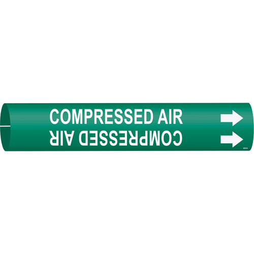 "Compressed Air" Pipe Marker, Snap-On, 7/8" H x 7/8" W, White on Green - Brady 4033-B