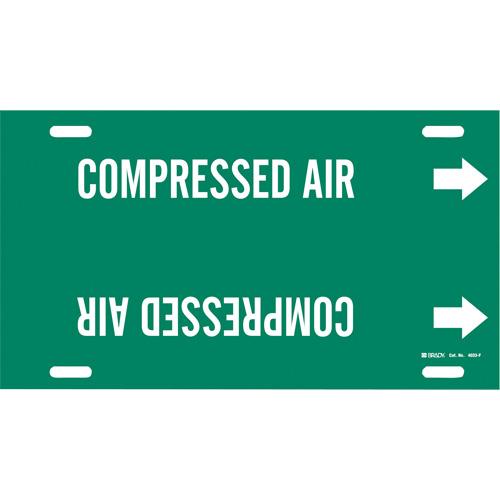 Marqueur de tuyau Compressed Air, &agrave; attacher, 8" h x 16" la, Blanc/vert - Brady 4033-F
