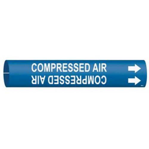 "Compressed Air" Pipe Marker, Snap-On, 2" H x 2" W, White on Blue - Brady 4034-C