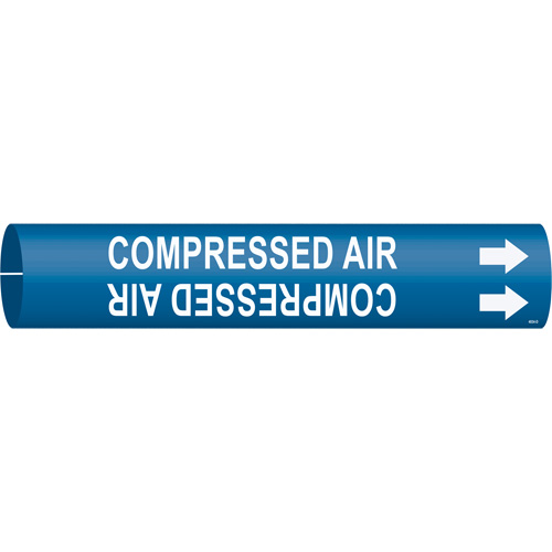 "Compressed Air" Pipe Marker, Snap-On, 2-13/16" H x 2-13/16" W, White on Blue - Brady 4034-D