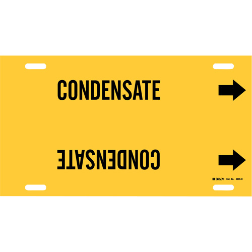 Marqueur de tuyau Condensate, &agrave; attacher, 10" h x 32" la, Noir sur jaune - Brady 4035-H