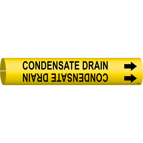 Marqueur de tuyau Condensate Drain, &agrave; pression, 2-13/16" h x 2-13/16" la, Noir sur jaune - Brady 4036-D