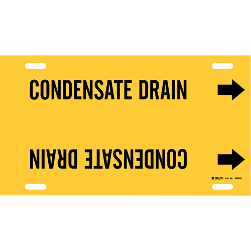 Marqueur de tuyau Condensate Drain, &agrave; attacher, 10" h x 24" la, Noir sur jaune - Brady 4036-G