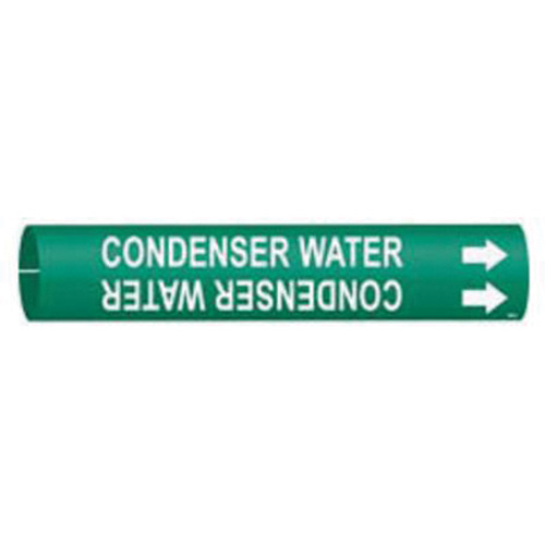 "Condenser Water" Pipe Marker, Snap-On, 13/16" H x 13/16" W, White on Green - Brady 4039-A
