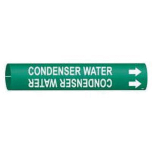 "Condenser Water" Pipe Marker, Snap-On, 7/8" H x 7/8" W, White on Green - Brady 4039-B